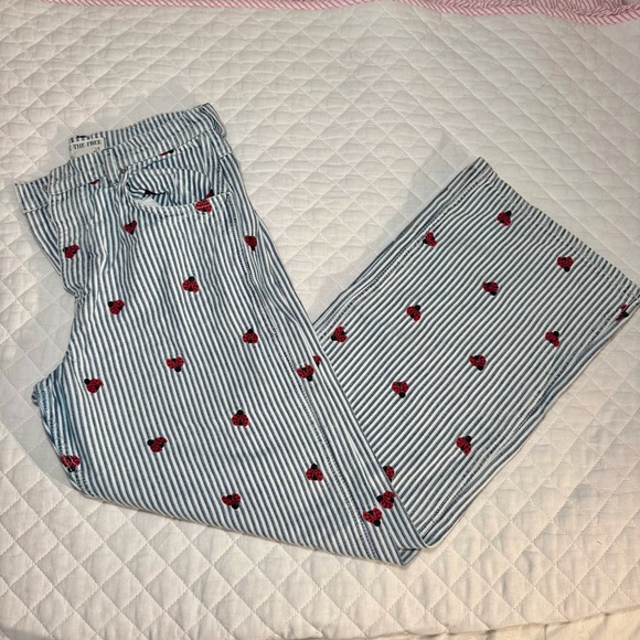 Free People Bugged Out Railroad Stripe Straight Leg Jeans - Picture 5 of 6